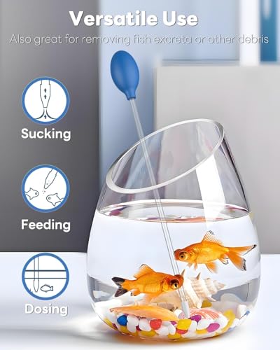 Pawfly Aquarium Coral Feeder 13.7 Inch Long Tube Coral Food Feeder Manual Feeding Tube Fish Excreta Cleaner Long Acrylic Syringe for Reef Marine Fish Shrimp Aquatic Plants - color: Blue, size: 13.7 Inches