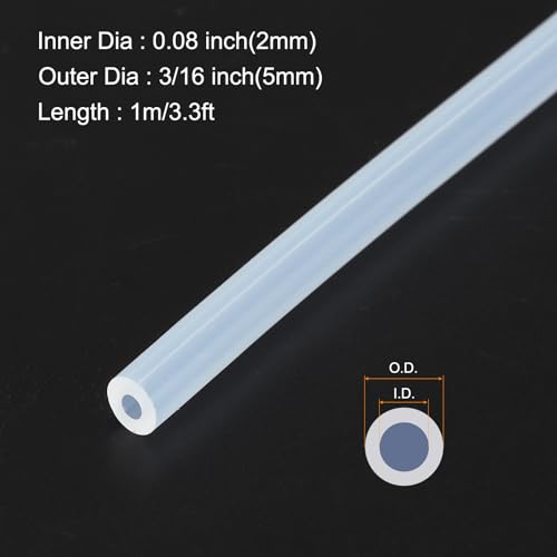 1m(3.3ft) 2mm(0.08") ID x 5mm(3/16") OD Silicone Tubing Clear Industrial Plastic Tubing Pure Silicone Hoses for Pump Siphoning Draining Irrigation Brewing - color: Clear, size: 0.08" x 3/16"