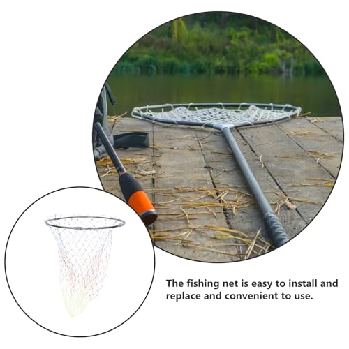Toyvian Replacement Fishing Net Head with Mesh Basket, 40cm Stainless Steel Landing Net, 8mm Joint, Colored Printed Sturdy Mesh for Freshwater and Saltwater Fishing Gear