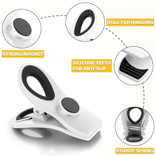 10PCS Magnetic Chip Clips Airtight Seal Reusable White Bag Clips for Food Storage Heavy Duty Plastic Food Clip for Refrigerator,Fridge,Snack, Kitchen,Bread Bag,Garden,Clothes Pins Home Decor - color: White