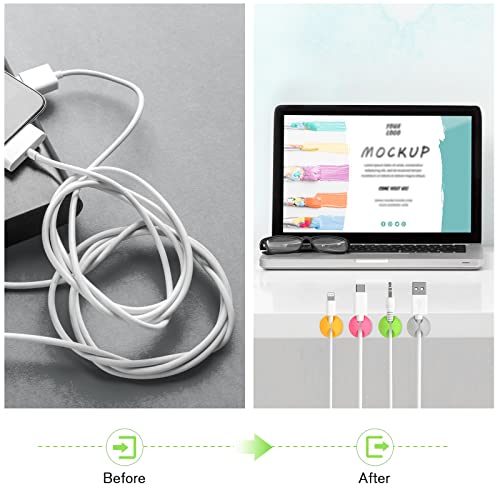 12 Pack Cable Clips, Znben Cable Holder for Desk Cord Organizer Adhesive Cord Management Charger Wire Holder Clips for Desk, Home, Office, Car, Cubicle, Nightstand Colorful - color: Colorful, size: Small
