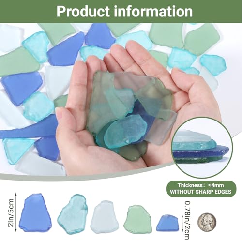 SUREAM Glass Pieces for Crafts, Multiple Color Sea Glass Beads for Aquarium Nautical Décor, Seaglass Art for Christmas Tree Decor(Blue+Green+White) - color: Blue+green+white