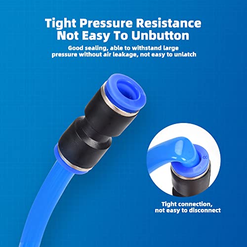 60Pcs Quick Connect Air Hose Fittings 4/6/8/10/12 mm Quick Release Pneumatic Push to Connect Fittings Kit Air Line Fittings for 5/32 1/4 5/16 3/8 1/2 inch Tube