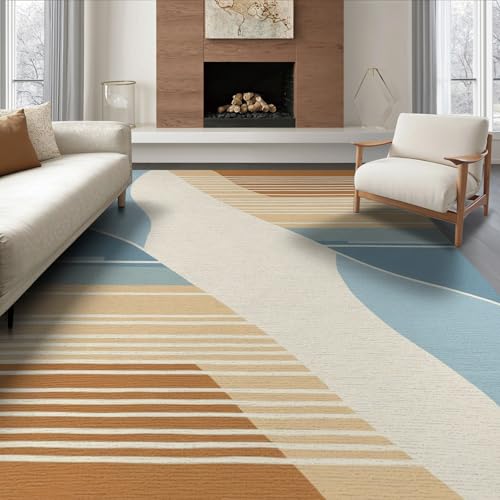 8'x10' Washable Contemporary Geometric Area Rug, Dusty Blue Foldable Oversized Carpet Non-Slip Flatwoven Floor Covering for Living Room, Under Sectional, Family Room | Ref:1993950 - color: Beige/Pattern 24, size: 8' x 10' (Rectangular)