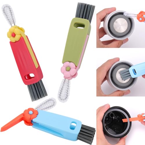 XANGNIER 3 in 1 Cup Lid Gap Cleaning Brush Set,Multifunctional Water Bottle Lid Cleaner Brush,3 Pack Water Bottle Crevice Cleaning Tool,Tumbler Lid Cleaner Brush for Stanley/YETI Cup,Kitchen Gadgets - color: 3 in 1 Cup Lid Cleaning Brush-3 Pack