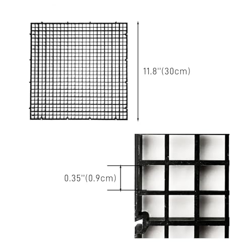 Black Fish Tank Dividers, 0.35 Inch Mesh Gap 11.8 x11.8 Inch Panel Size, 8 Pcs with 10 Strong Suction Cups, Easy to Cut for 10-55 Gallon Aquarium - color: Black