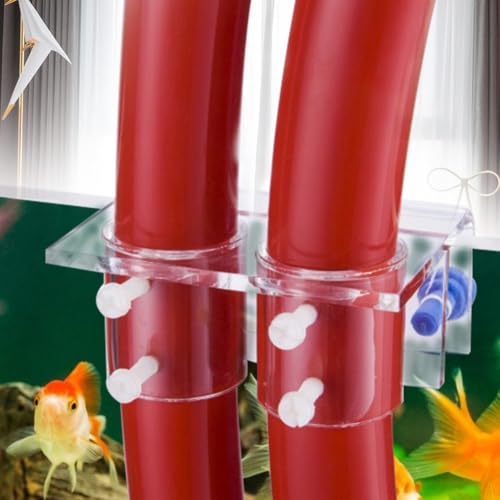 Water Pipes Fixture Transparent Acrylic Aquarium Tube Holder Leak-Proof Mounting Bracket with Screws for Fish Tank Organization(Double Hole Fixture) - style: Double Hole Fixture