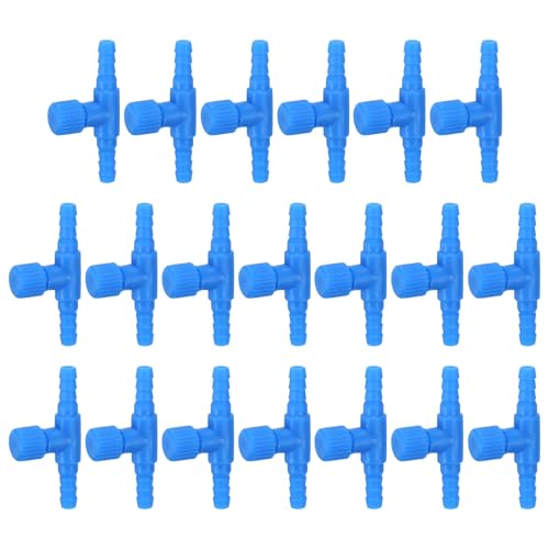 M METERXITY 20-Pack Aquarium Air Valve for 3/16" Airline Tubing PVC Aquarium Air Control Valves for Fish Tanks/Aquaculture, Regulators Air Pump Adjustable Valve[Blue]
