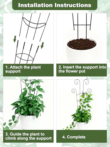 Metal Butterfly Trellis for Climbing Plants Indoor, 4 Pack 30 Inch Taller Garden Trellis for Potted Plants, Monstera Plant Support Stakes for Ivy Pothos Hoya Flower Outdoor (Black) - color: Gold-NEW