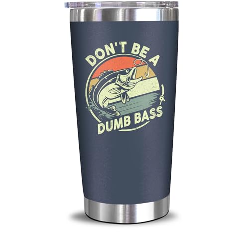 NewEleven Fathers Day Gift For Dad, Him, Men - Fishing Gifts For Men - Cup Gift For Fisherman, Father - Dad Birthday Gift From Wife, Kids - 20 Oz Tumbler - color: Dumb bass navy