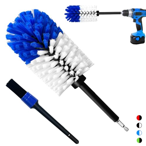 Wheel Brush Kit, Soft Drill Wheel Cleaner Brush, No Scratches Highly Dense Car Cleaning Brush Set for Wheels, Rims, Engines, Exhaust(Blue/White,2Pcs) - color: Blue/White,2pcs