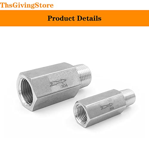 1/4 Inch NPT Female to Male Thread 304 Stainless Steel Check Valve One Way Non-Return Valve for Water Oil Gas Check Valve 1PCS