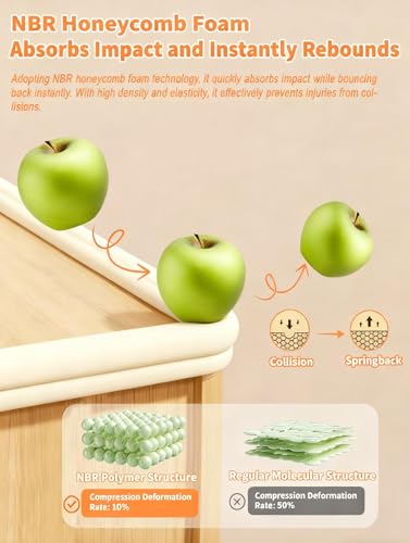 Edge Corner Protector Baby Proofing, 6.56FT 0.6'' Thicken L-Shape Furniture Fireplace Safety Bumper Guard with 6 Corners, Pre-Taped, Soft NBR Rubber Foam, Table Edge Protector for Baby (Beige) - color: Beige, size: 0.6''Th (6.56ft)