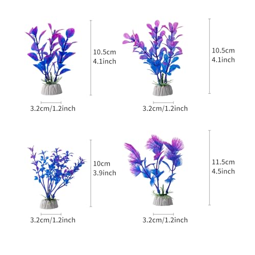 COMSUN 10 Pack Artificial Aquarium Plants, Small Size 4 inch Approximate Height Fish Tank Decorations Home Décor Plastic Purple - color: Purple