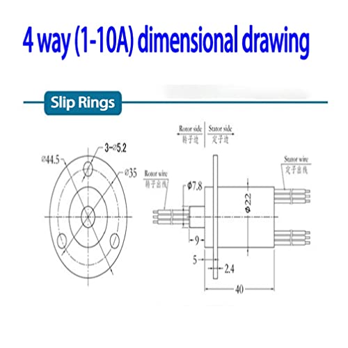 Electrical Slip Ring Slip Ring Electrical Connector Slip Ring Slip Ring Connector Motor Slip Ring Rotating Connector 4 Wires 10A Diameter 22mm - style: 4 Wires 1-10A Diameter 22mm