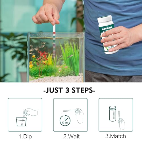7 Way Aquarium Test Strips, 125 Count Fish Tank Test Strips for Freshwater Saltwater Pond, Water Testing Kit Aquarium for Chlorine, Total Hardness, Carbonate, Alkalinity, Nitrate, Nitrite and pH - color: 7 in 1 aquarium test strips