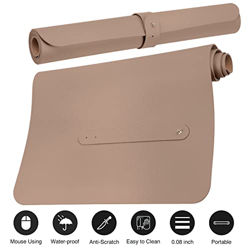 Boutilon Leather Desk Pad Protector,Non-Slip Mouse Pad,Laptop Desk Pad,Office Mouse Mat,Waterproof Leather Desk Blotter,Desk Writing Pad for Office and Home (S-Champagne,24"x 14") - color: Champagne, size: S 24" x 14"