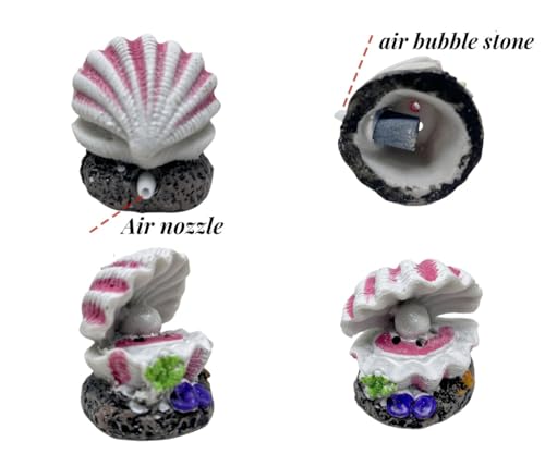 Aquarium Pink Shell Air Bubbler with Air Bubble Stone, Realistic Fish Tank Shell Decor for Increase Oxygen, Cute Air Bubble Maker for Small Big Fish Tank Betta Aquarium Scenery (Pink Shell) - color: Pink Shell