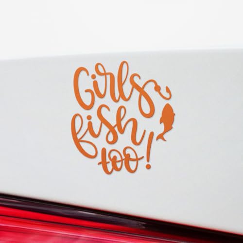 Decal Stickers of Girls Fish Too (Pastel Orange) (Set of 2) Premium Waterproof Decal Stickers for Laptop Smartphone Car Dirt Bike Wall Room Mason Jar Bathtub Door Skateboard - BICVER1c33530PO0124 - color: Pastel Orange, size: 2.8'' x 3.1''