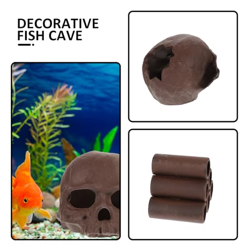 TOYANDONA 2pcs Wear-Resistant Fish Tank Decoration Shrimp Hideout Compact Ceramic Cave with Six-Hole Tube Vivid Aquarium Ornament for Fish and Shrimp Spawning