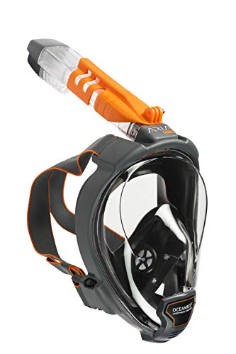 OCEAN REEF - Aria QR + Quick Release Snorkeling Mask - Full Face Snorkeling Mask - 180 Degree Underwater Vision - 8 Colours and 4 Sizes - color: Black, size: Small-Medium