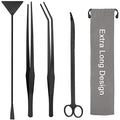 Aquarium Aquascape Tools Kit 15in, 4 in 1 Anti-Rust Aquatic Plant Aquascaping Tool Stainless Steel Tweezer Scissor Spatula for Aquarium Tank Clean Fish Tank Aquascape Accessories Set (black) - color: Black