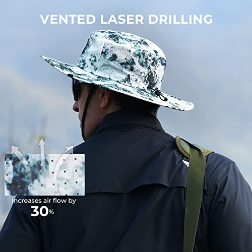 KastKing Sol Armis UPF 50 Boonie Hat - Sun Protection Hat, Fishing Hat, Beach & Hiking Hat, Paddling - color: Boulder Camo Ice, size: Laser-vented Design