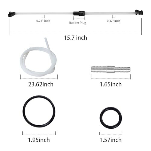 Thorstone Accessory Kit: 23.6 Inch Long Rubber Hose + 2 Suction Tubes + Extra O‑Rings & Connectors for Pneumatic/Manual Oil Changer Vacuum Fluid Extractor Pump - size: 60cm hose kit