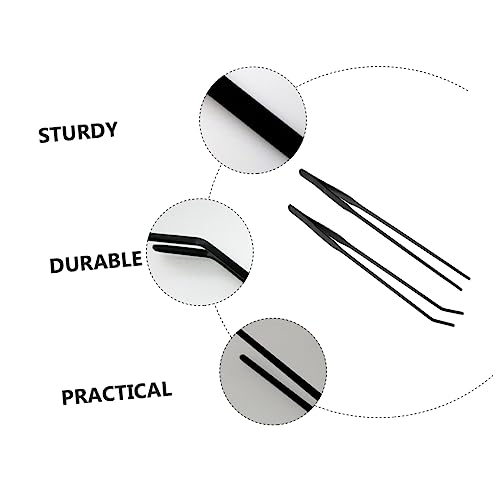 BESPORTBLE 2pcs Aquarium Tweezers Set Straight Curved Plant Cleaning Tools for Aquatic Maintenance Rustproof Design Easy to Use