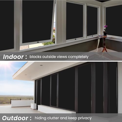 100% Blackout Window Film, Total Room Darkening, Static Cling, 17.52"x78.74" - color: Pure Black, size: 17.52"x78.7"