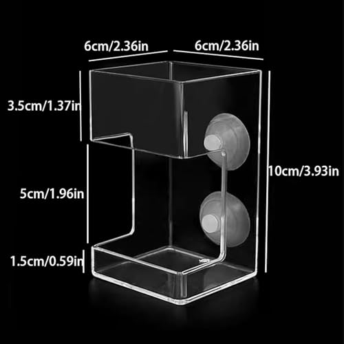 1 Pcs Fish Tank Feeding Tray with Suction Cup, Acrylic Feeding Tube Fish Food Holder, Automatic Fishing Feeder Aquarium Tank Divider Supplies, Breeder Box for Aquarium Accessories (Square) - color: Square