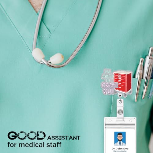 2 Pcs Funny Nurse Badge Reel Holder Retractable with Clip for Emergency Department ICU EMT Nurse Doctor Rapid Response First Responder First Aid Surgery Cardiologist - color: Crash Out