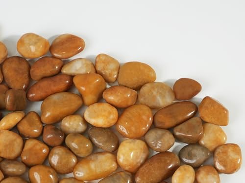 6 LBS River Rocks, StoneCreek, Decorative Garden Stones for Plant Landscaping, Polished Gravel Filler Pebbles for Home Decoration, Vases, Succulents, Flower Beds and Fish Tanks (Pale Yellow, Medium) - color: Pale Yellow, size: 6 LBS