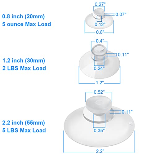 30 Pieces 3 Sizes Clear Suction Cups for Glass Without Hooks, Small Rubber Suction Cups for Home Organization Festival Christmas Decoration Window (Assorted Sizes 0.8 + 1.2 + 2.2 inch)