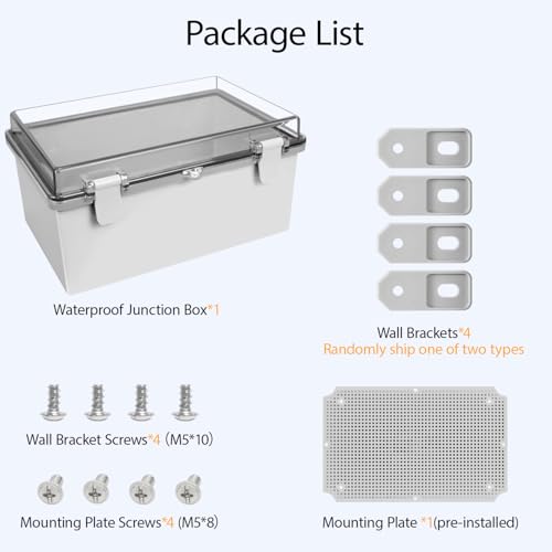 ABS Plastic Dustproof Waterproof IP65 Junction Box Hinged Shell Universal Electrical Project Enclosure Gray, with PC Transparent Clear Cover 11.4 x 7.5 x 5.5inch(290 x190 x140mm) - size: 11.4" x 7.5" x 5.5"