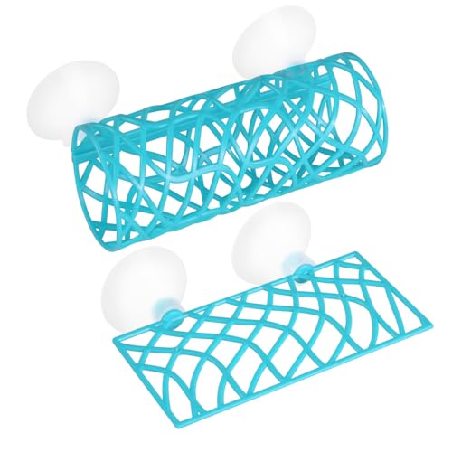 MiOYOOW Betta Fish Tunnel, Hollow Fish Resting Tube Suction Cup Mounting Fish Hide Shelter for Small Fish Shrimp Betta - color: Blue