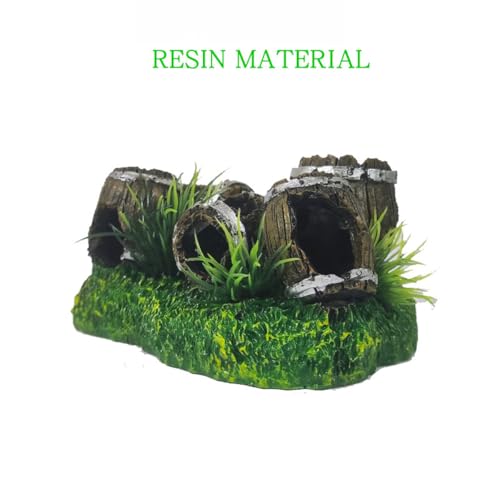 OMEM Fish Tank Decorative Landscaping Ornament Wine Barrel Resin Craft 5 Barrels Set with Fish Shrimp Hideout for Aquarium