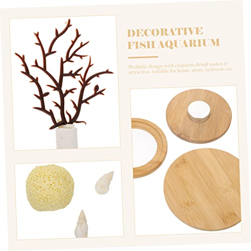 Garneck 1 Set Rotating Fish Bowl Unique Desktop Aquarium Tank with Phyllostachys Pubescens Frame for Home and Office Decor for Gardens and Craft Displays