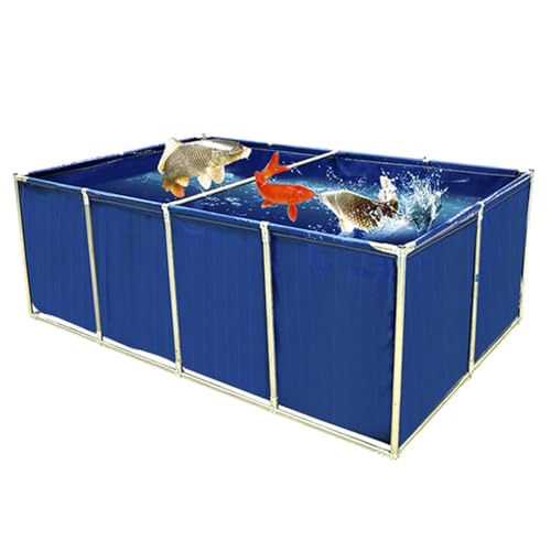 Canvas Fish Pond with Steel Frame - Ornamental Outdoor Aquarium Large Fish Tank for Goldfish/Koi Breeding - PVC Plastic Above Ground Pond with Drain Valve Water Storage Tank(70.9"x47.2"x31.5") - size: 70.9"x47.2"x31.5"