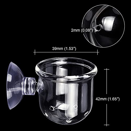 WEAVERBIRD Aquarium Crystal Glass Cone Feeder Red Worm Fish Tank Plant Shrimp Feeder Punch Cup Fish Feeding Cup with Suction Cup, 2 Pack