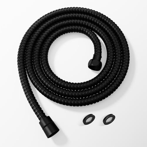 JOMOO Shower Hose, 71 Inch Extra Long Flexible Stainless Steel Handheld Shower Hose Extension with Brass Insert and Nut, Matt Black - color: Matte Black, size: 71 Inch