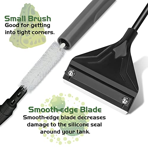 24.5’’ Professional Algae Scraper, Aquarium Blade Cleaner with 10 Pcs Replaceable Blades Stubborn Algae, Suitable for Water Tank Size Above 30 Gallons - color: Black, size: L