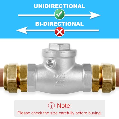 2-1/2" Stainless Steel Check Valve, NPT Threaded Horizontal Check Valve to prevent backflow, check valve for water, oil and air, also available with compressor DN65 - size: 2-1/2"(DN65)