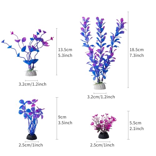 COMSUN 10 Pack Artificial Aquarium Plants, Small Size 4 inch Approximate Height Fish Tank Decorations Home Décor Plastic Purple - color: Purple