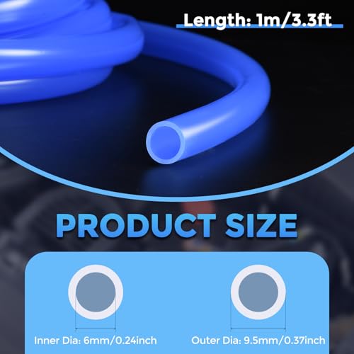 Silicone Tubing,6mm ID x 9.5mm OD Pure Silicon Tube High Temp Silicone Hose [for Home Brewing,Pump Transfer,Aquaponics]-3.3 ft Length/Blue - color: Blue, size: 6mm ID x 9.5mm OD x 1 m