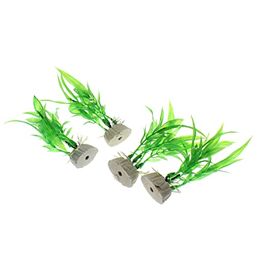4 Pcs Green Artificial Plastic Plants Fish Tank Plants Fish Aquarium Decoration - color: Green