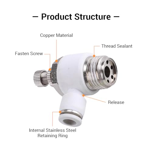 5Pcs Push to Connect Air Flow Control Valve, White 5/16in Tube OD x 1/2" Male Thread 90 Degree Elbow Speed Control Valve Pneumatic Connector Quick Fittings - size: Male Thread G1/2 x White_Standard (5pcs)