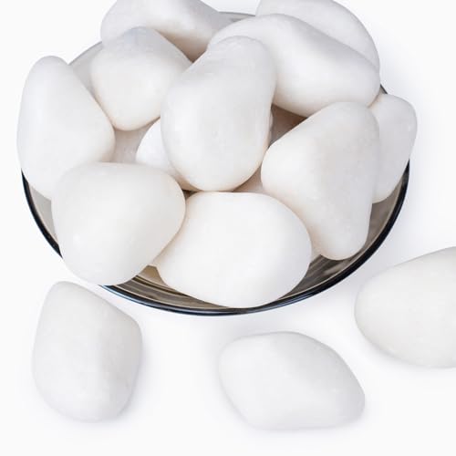 Pulovin 20 lbs White Rocks for Landscaping, 2-3 Inch Large White Rocks for Plants, Decorative Polished Stones for Garden, Walkways, Yard, Plants Pots, Vases, Crafts - color: White 2-3 Inch