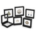 6 Pack 3D Floating Display Case, Freestanding Clear Suspension Frame and Jewelry Holder for Challenge Coins, Enamel Pins, Rocks, Rings and Plant Specimens - color: Black, size: 4.3*4.3*0.8