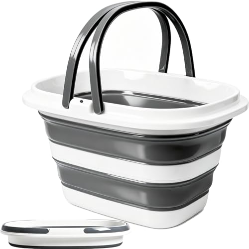 Collapsible Mop Bucket, 16L/4.2Gallon Foldable Silicone Square Cleaning Bucket with Handle, Large Capacity Portable Bucket for Floor Cleaning, Laundry, Car Wash, Camping & Home Storage - size: Medium